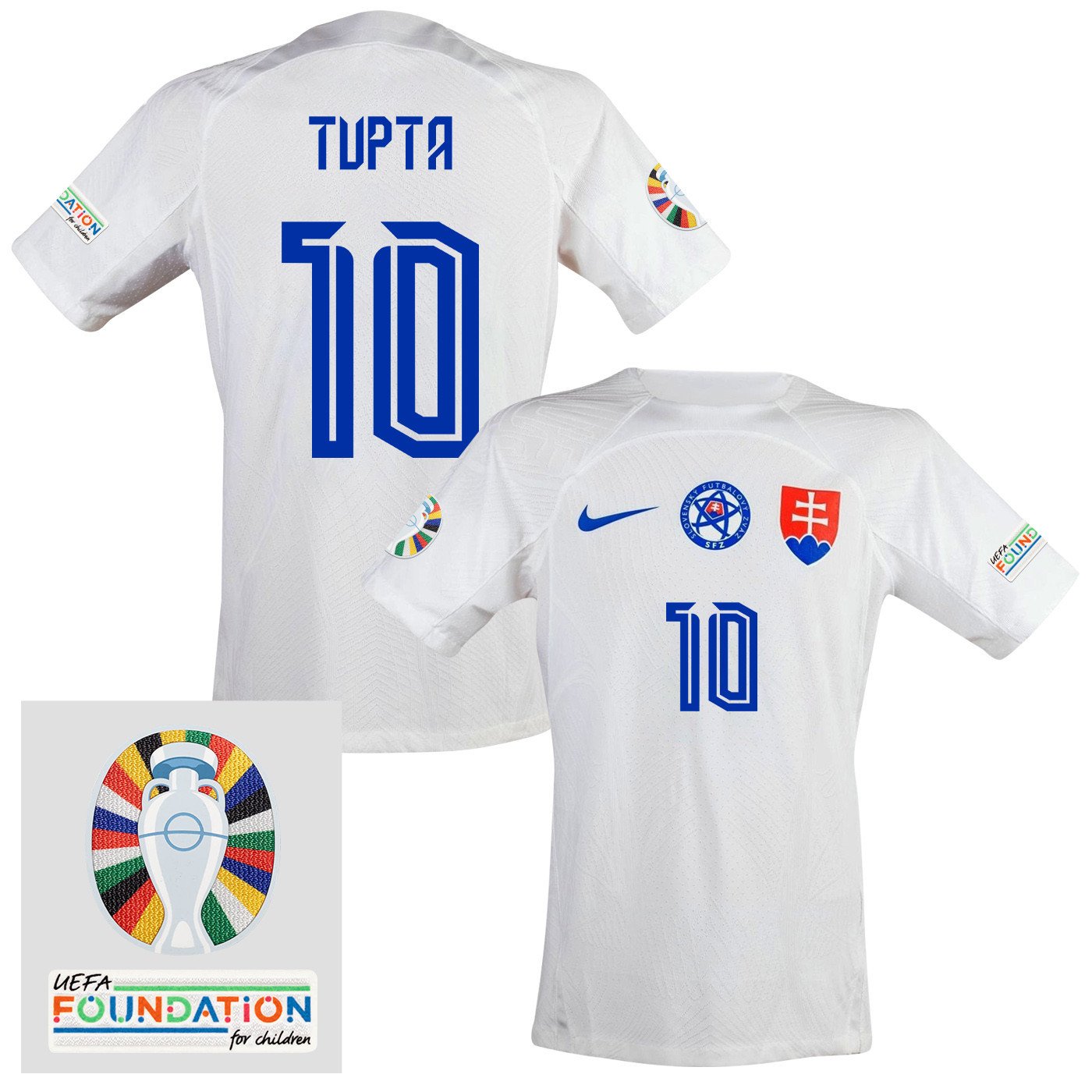 Ľubomír Tupta 10 Slovakia National Team 2024 Euro & Foundation Patch Away Men Jersey - White