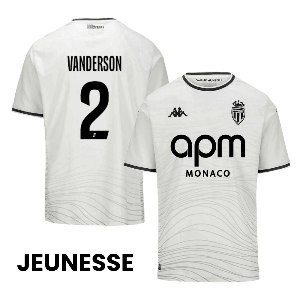 Vanderson 2 AS Monaco 2024/25 Third YOUTH Jersey - White