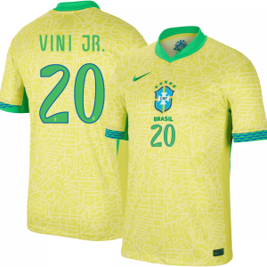 Vinicius Junior 20 Brazil 2024/25 Match Home Football Jersey - Men Yellow