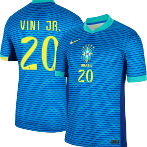 Vinicius Junior 20 Brazil 2024/25 Stadium Away Football Jersey - Men Blue