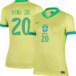 Vinicius Junior 20 Brazil 2024/25 Women Stadium Home Football Jersey - Yellow