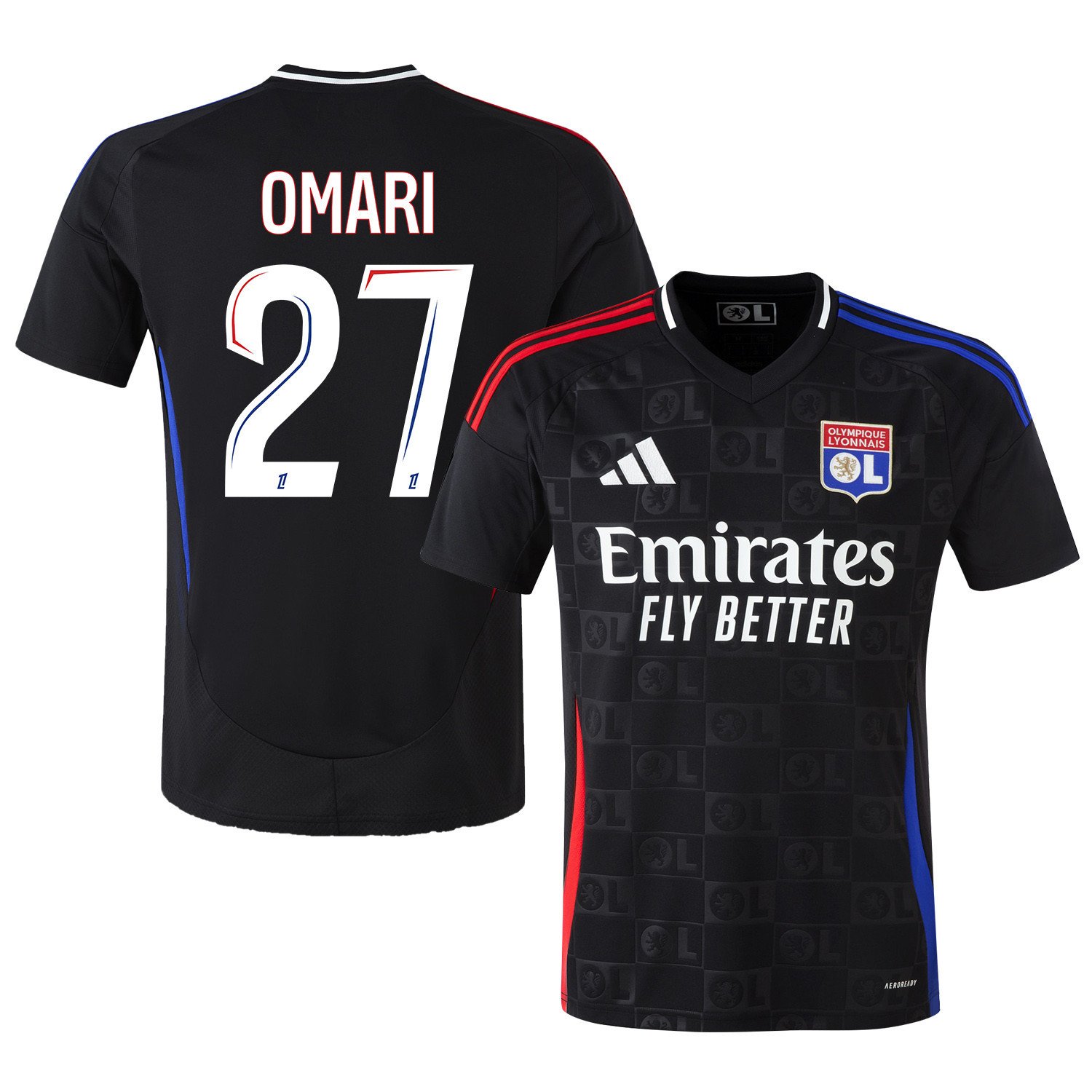 Warmed Omari 27 Olympique Lyonnais 2024/25 Away Men Jersey - Black