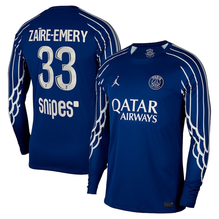 Warren Zaïre-Emery 33 Paris Saint-Germain 2024/25 Fourth Long Sleeve Men Jersey - Dark Blue
