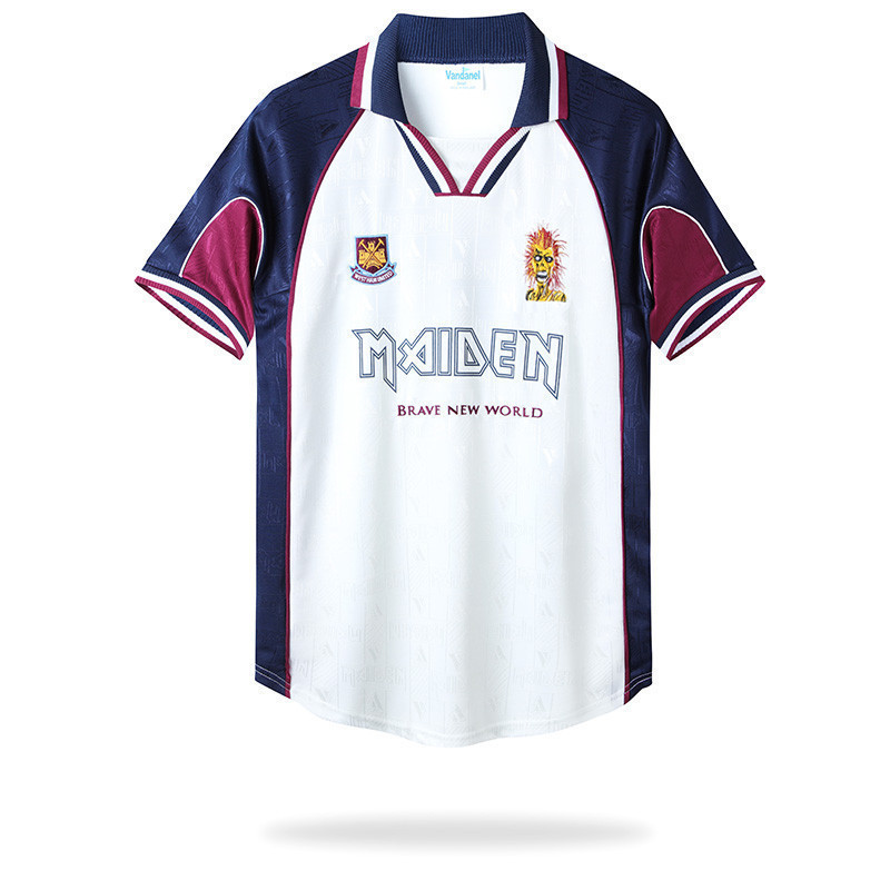 West Ham x Iron Maiden 1999 -2001 Away Men Retro Jersey - White