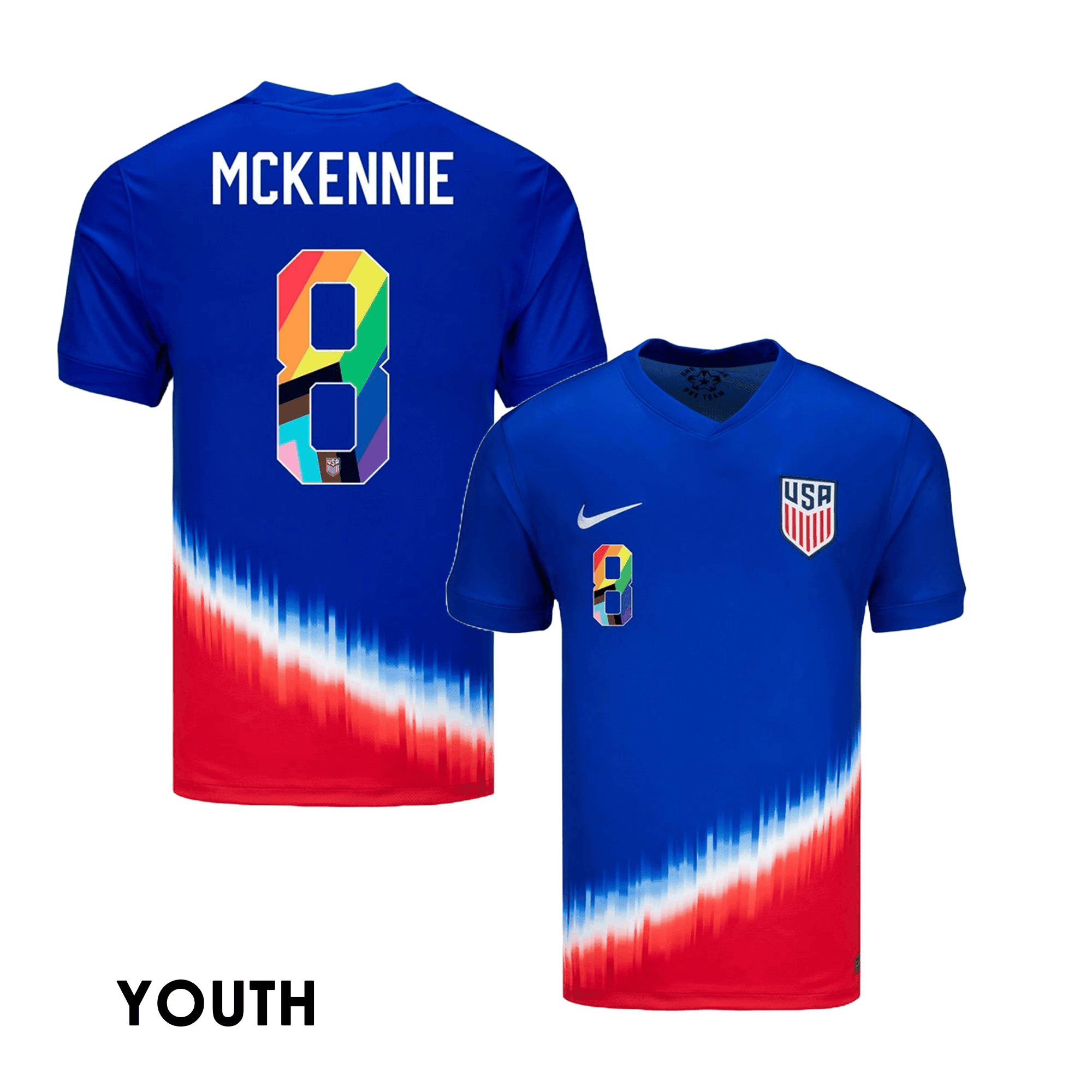 Weston McKennie 8 USMNT 2024 Pride-Themed YOUTH Away Jersey - Blue