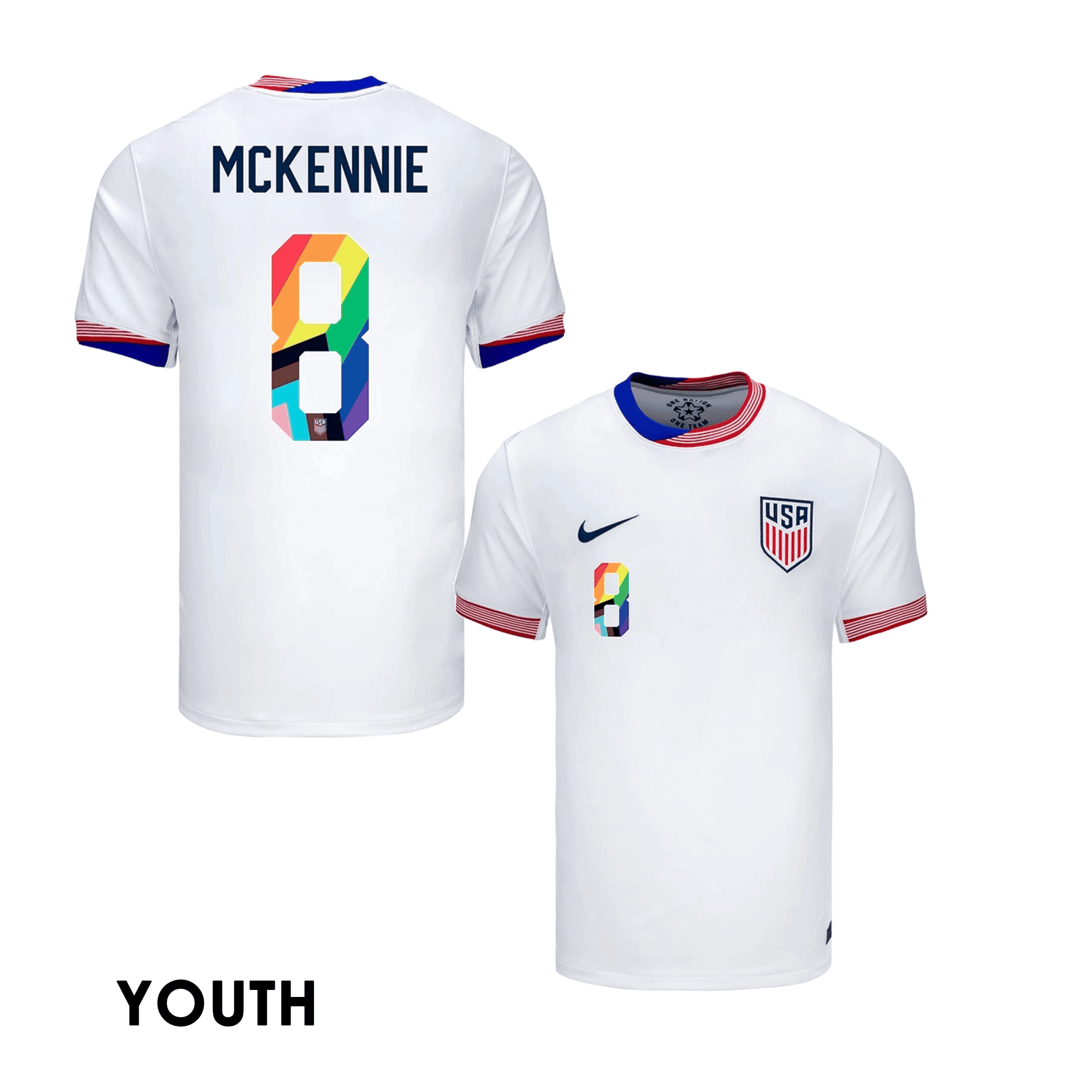Weston McKennie 8 USMNT 2024 Pride-Themed YOUTH Home Jersey - White