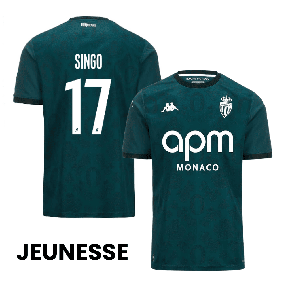Wilfried Singo 17 AS Monaco 2024/25 Away YOUTH Jersey - Green