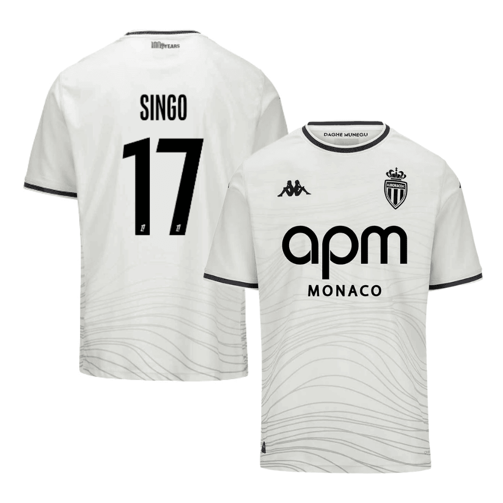 Wilfried Singo 17 AS Monaco 2024/25 Third Men Jersey - White