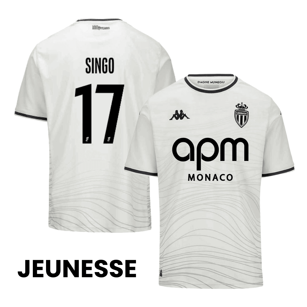 Wilfried Singo 17 AS Monaco 2024/25 Third YOUTH Jersey - White