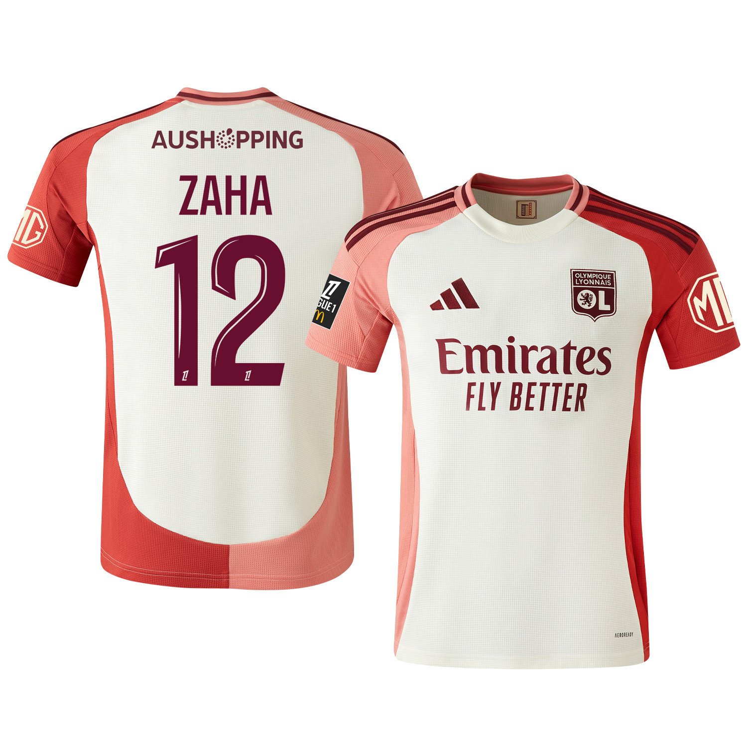 Wilfried Zaha 12 Olympique Lyonnais 2024/25 Third Men Jersey - Cream