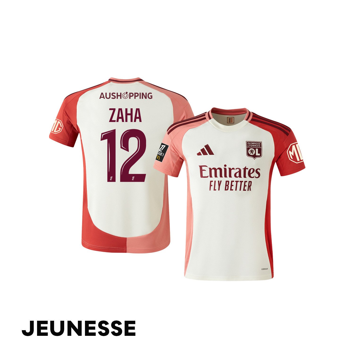 Wilfried Zaha 12 Olympique Lyonnais 2024/25 Third YOUTH Jersey - Cream
