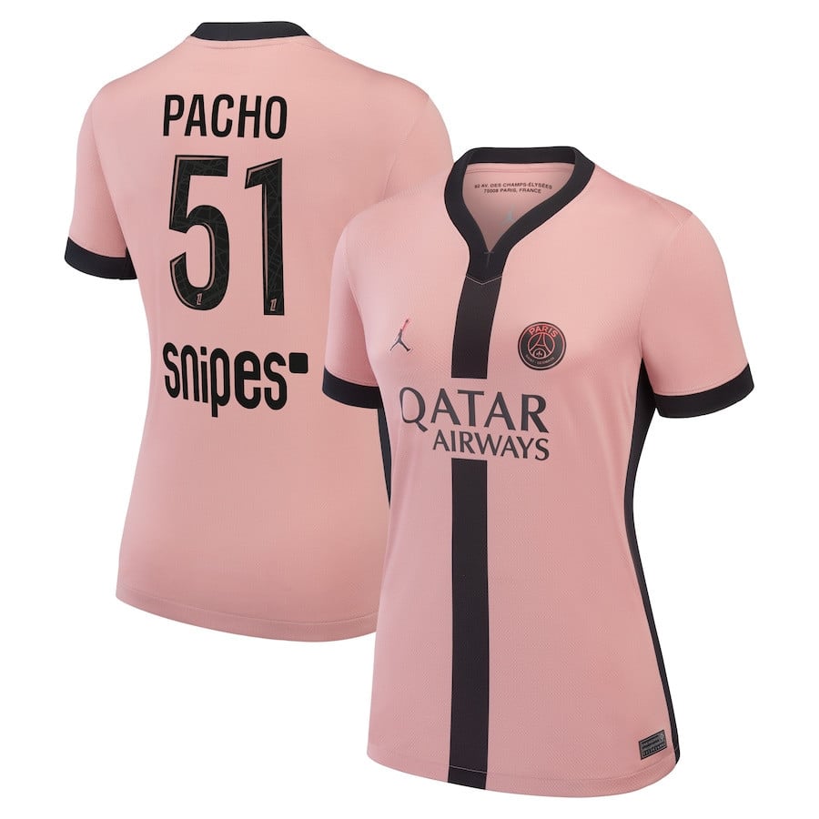 William Pacho 51 Paris Saint-Germain 2024/25 Third Women Jersey - Pink
