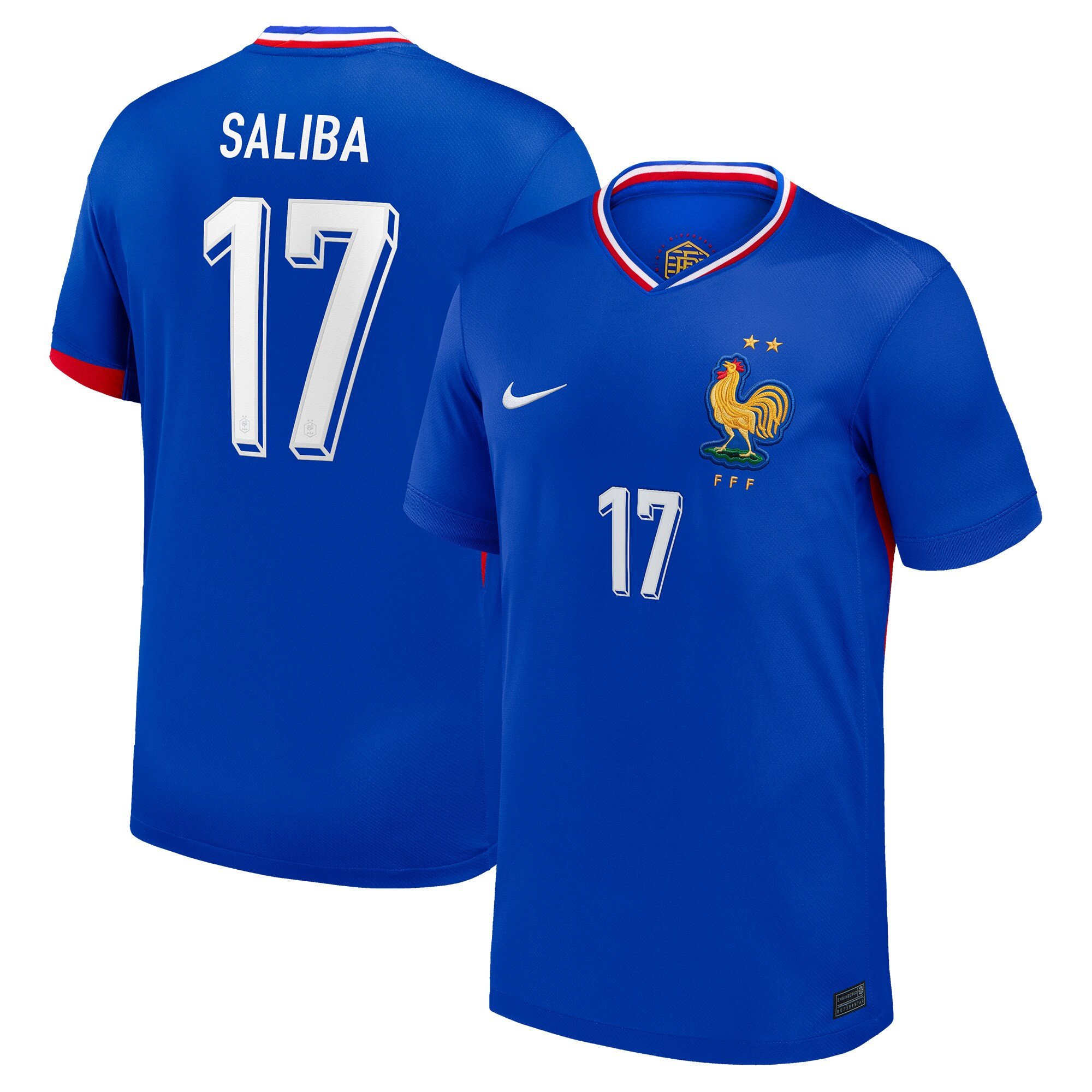 William Saliba 17 France 2024/25 Men Match Home Jersey - Blue