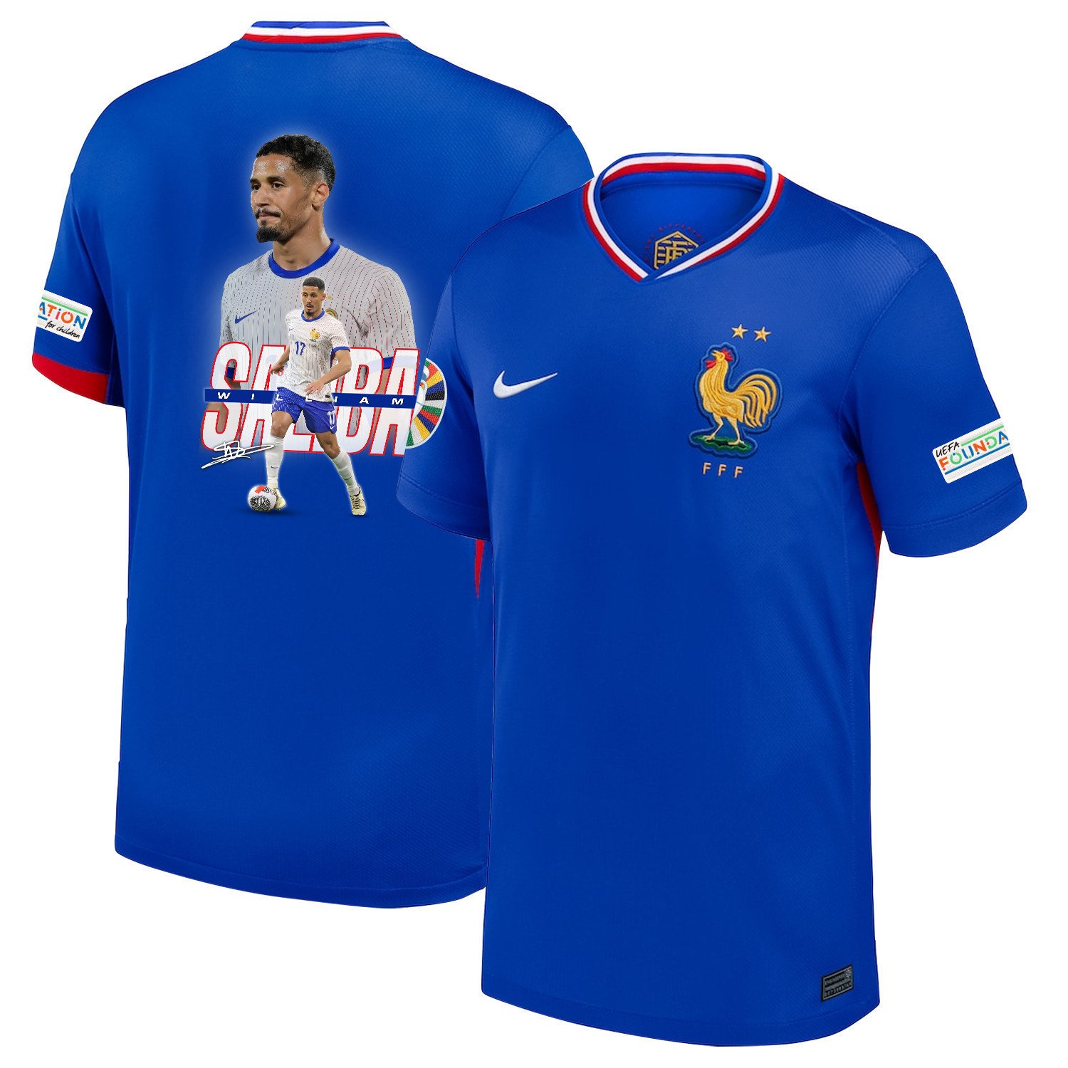 William Saliba 17 Visionary Player France National Team 2024/25 Home Jersey - Euro UEFA Patch - Men, Blue