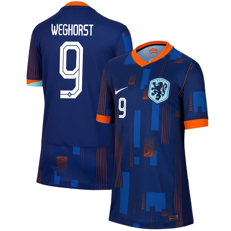 Wout Weghorst 9 Netherlands National Team 2024/25 Away YOUTH Jersey - Navy