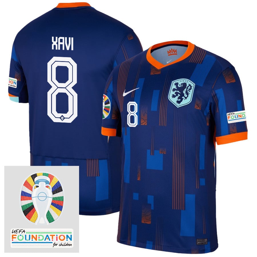 Xavi Simons 8 Netherlands National Team 2024/25 Away Men Jersey - Navy
