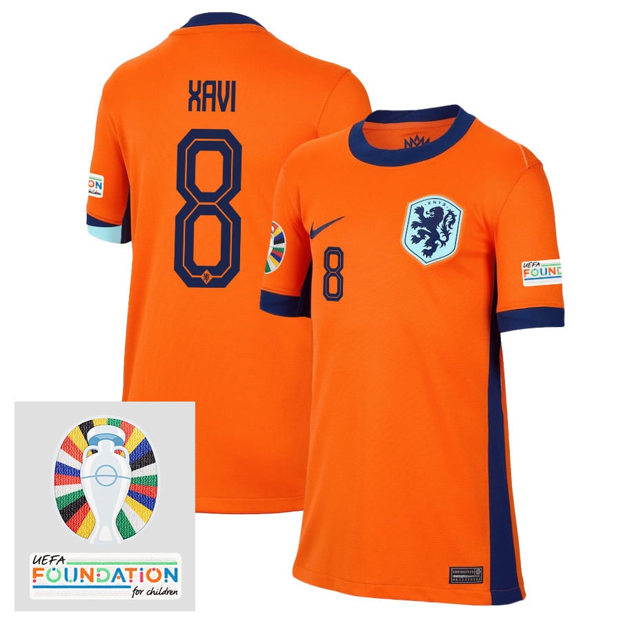 Xavi Simons 8 Netherlands National Team 2024/25 Home YOUTH Jersey - Orange
