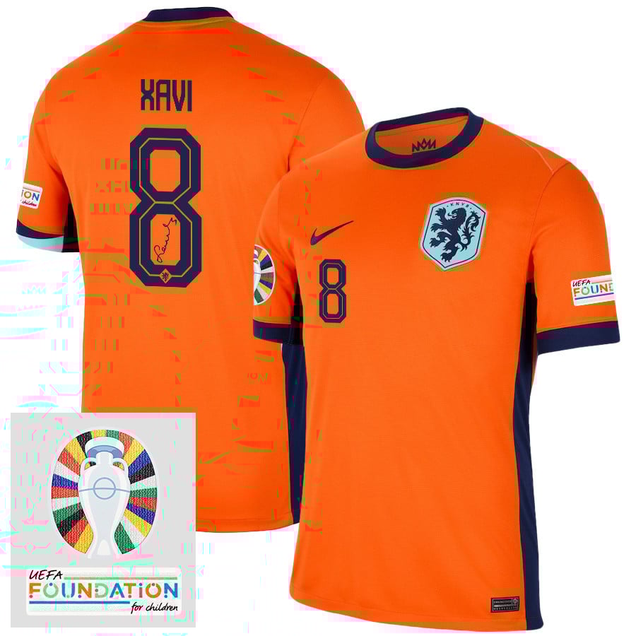Xavi Simons 8 Signed Netherlands National Team 2024 Home Men Jersey Autographed - Orange