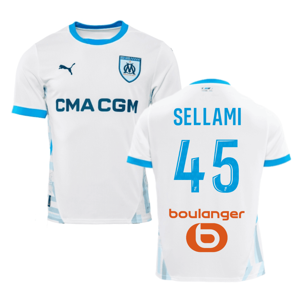Yanis Sellami 45 Olympique de Marseille 2024/25 Home Men Jersey - White