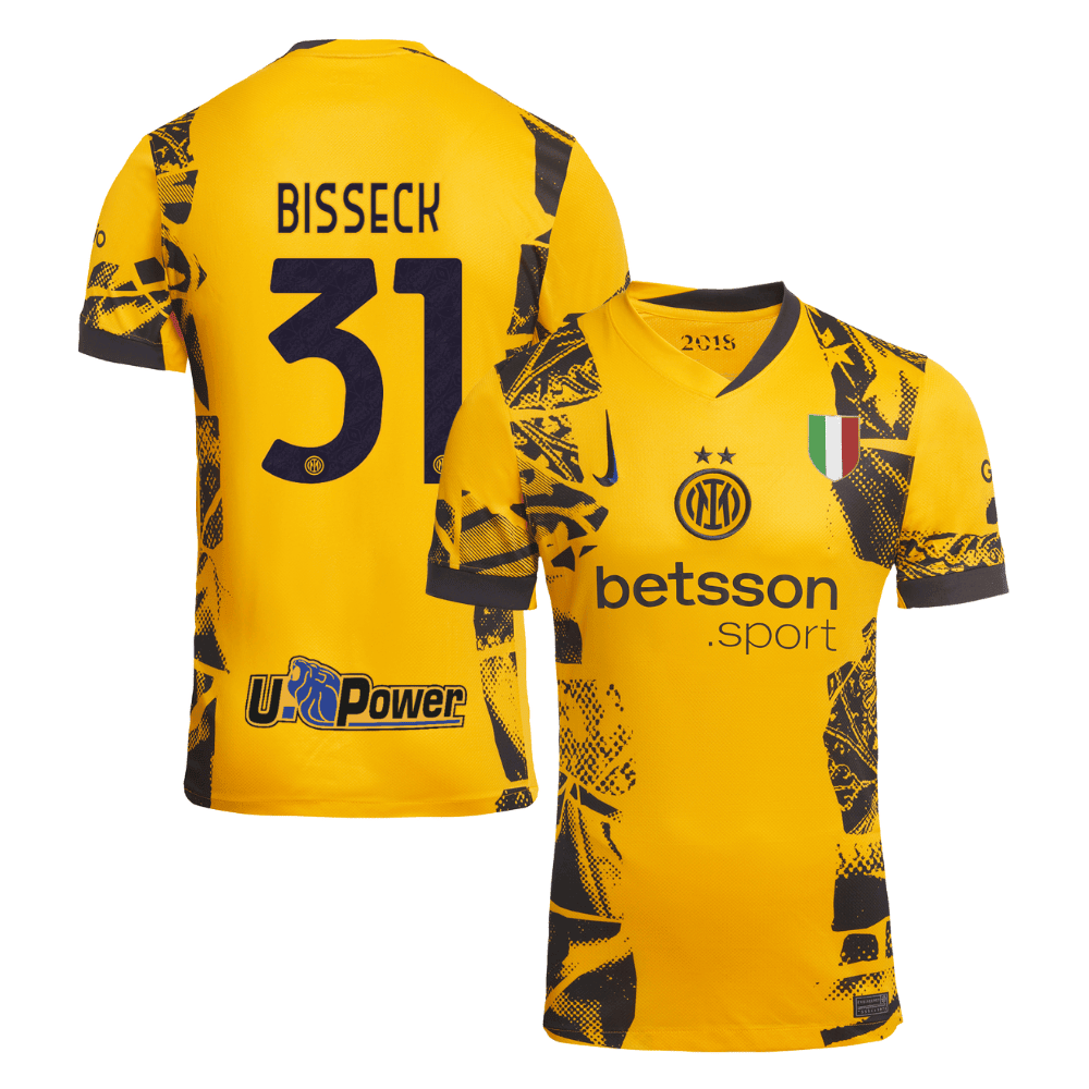 Yann Aurel Bisseck 31 Inter Milan 2024/25 Third Men Jersey - Yellow