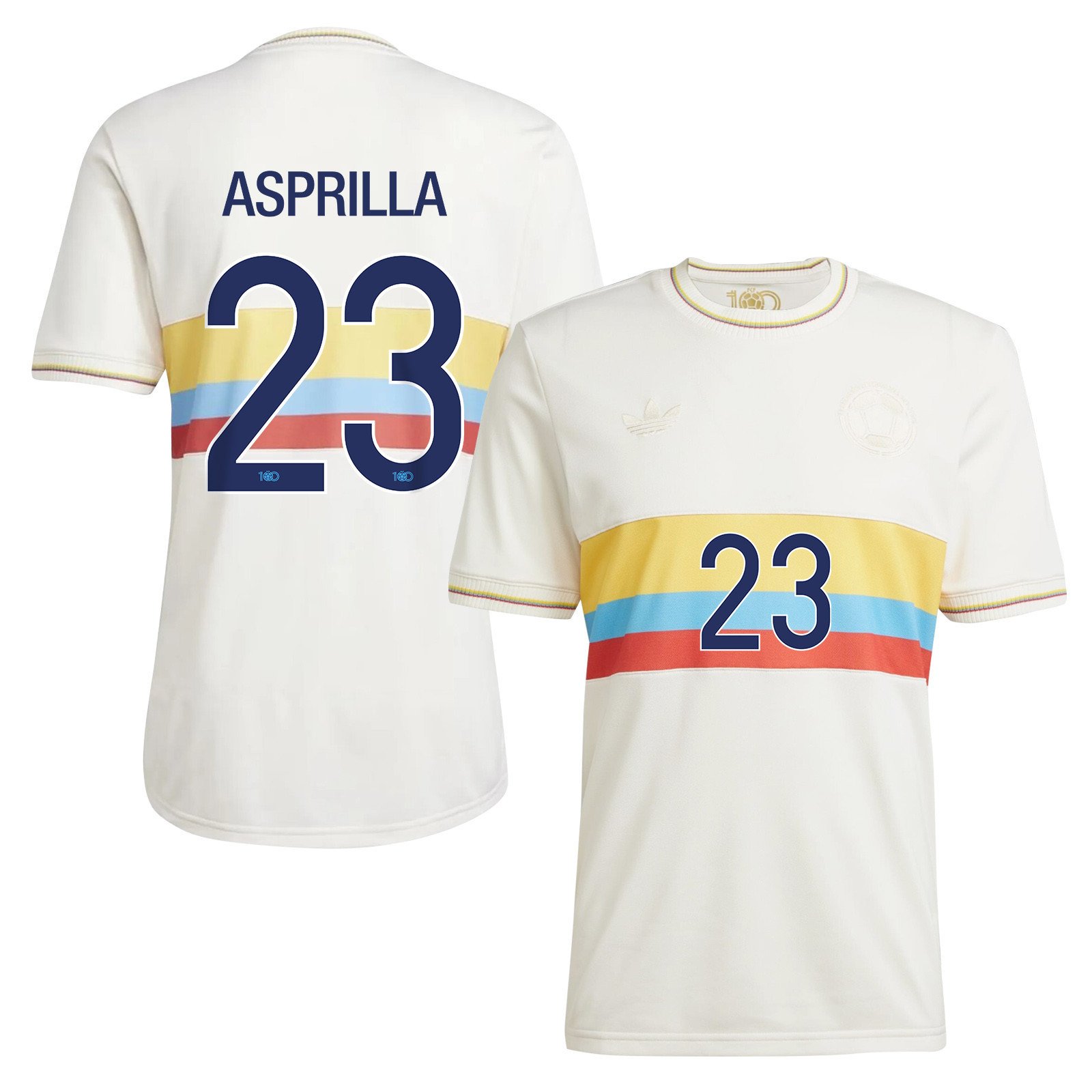 Yaser Asprilla 23 Colombia 2024 100th Anniversary Jersey - Men, Chalk White