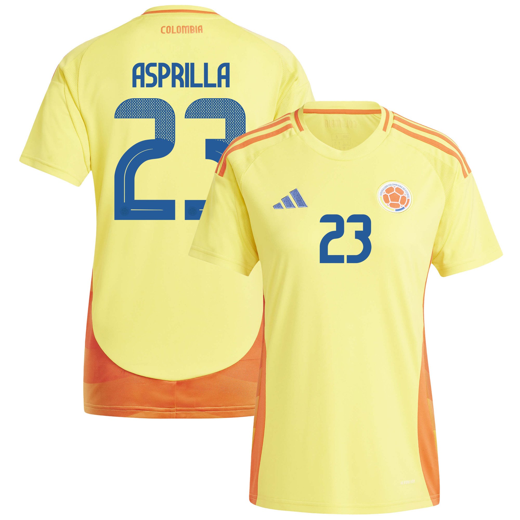 Yaser Asprilla 23 Colombia National Team 2024/25 Home Women Jersey - Yellow