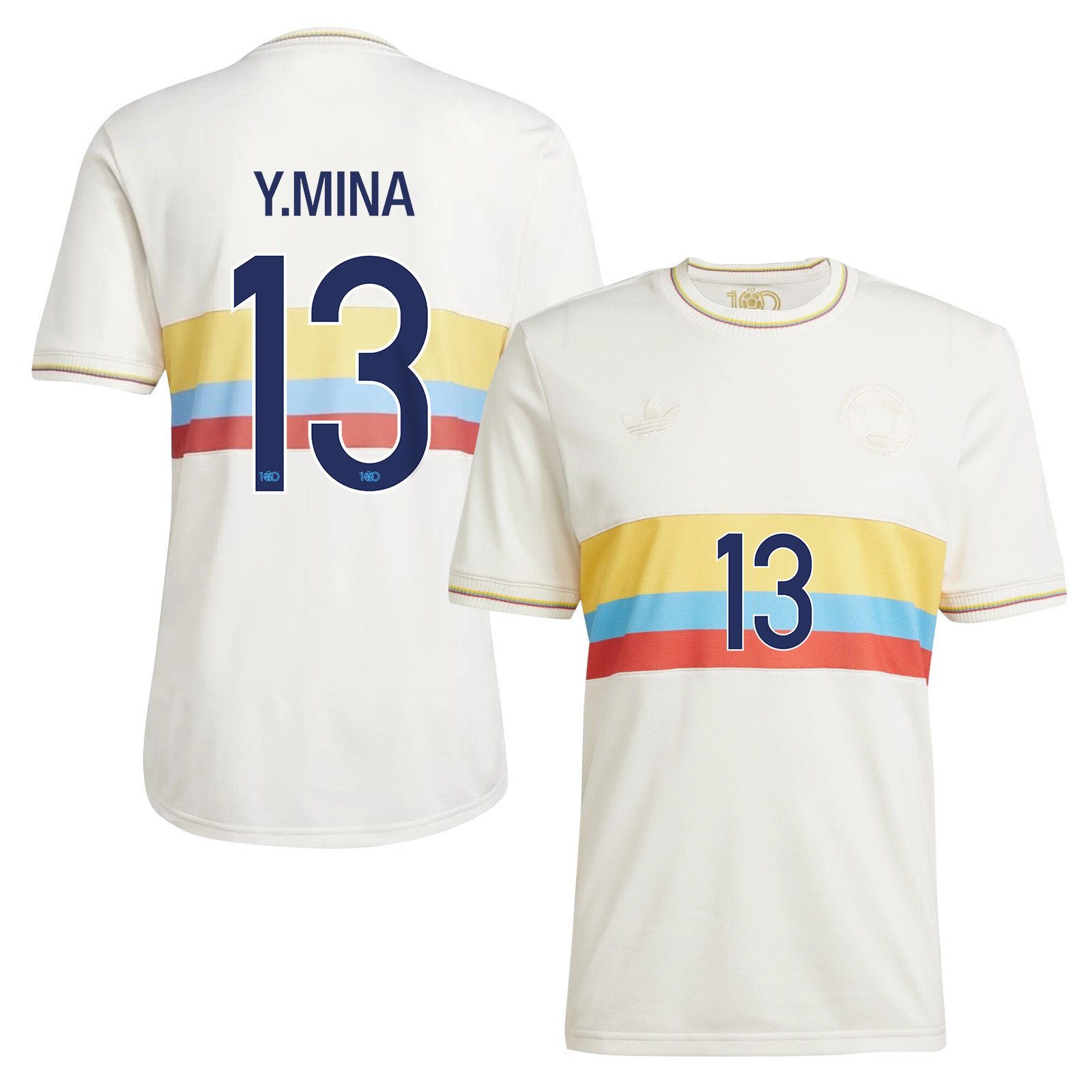 Yerry Mina 13 Colombia 2024 100th Anniversary Jersey - Men, Chalk White
