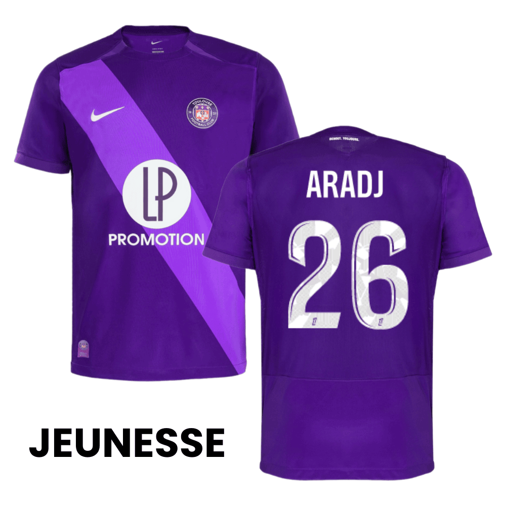 Ylies Aradj 26 Toulouse FC 2024/25 Home YOUTH Jersey - Purple