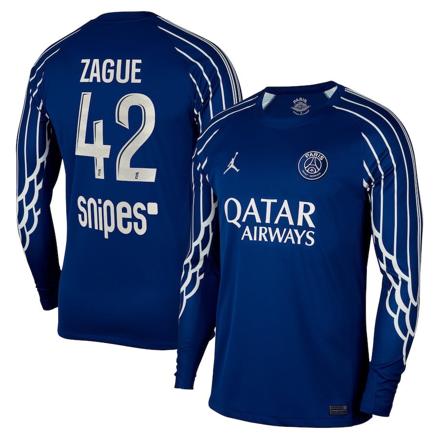 Yoram Zague 42 Paris Saint-Germain 2024/25 Fourth Long Sleeve Men Jersey - Dark Blue
