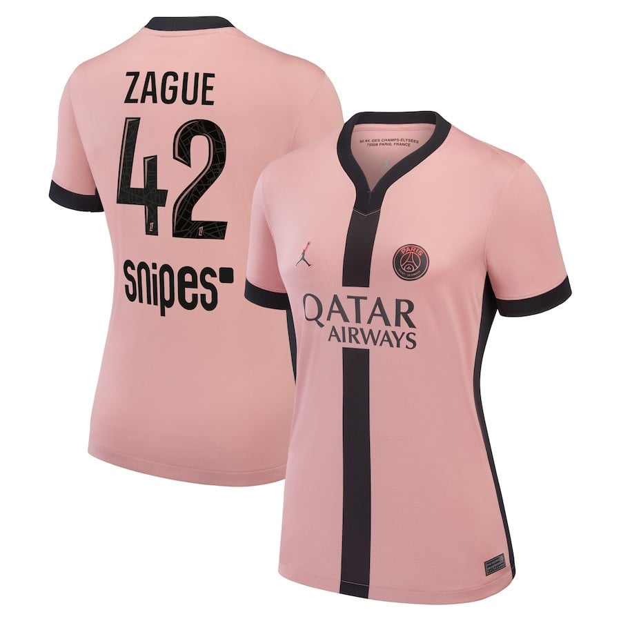 Yoram Zague 42 Paris Saint-Germain 2024/25 Third Women Jersey - Pink