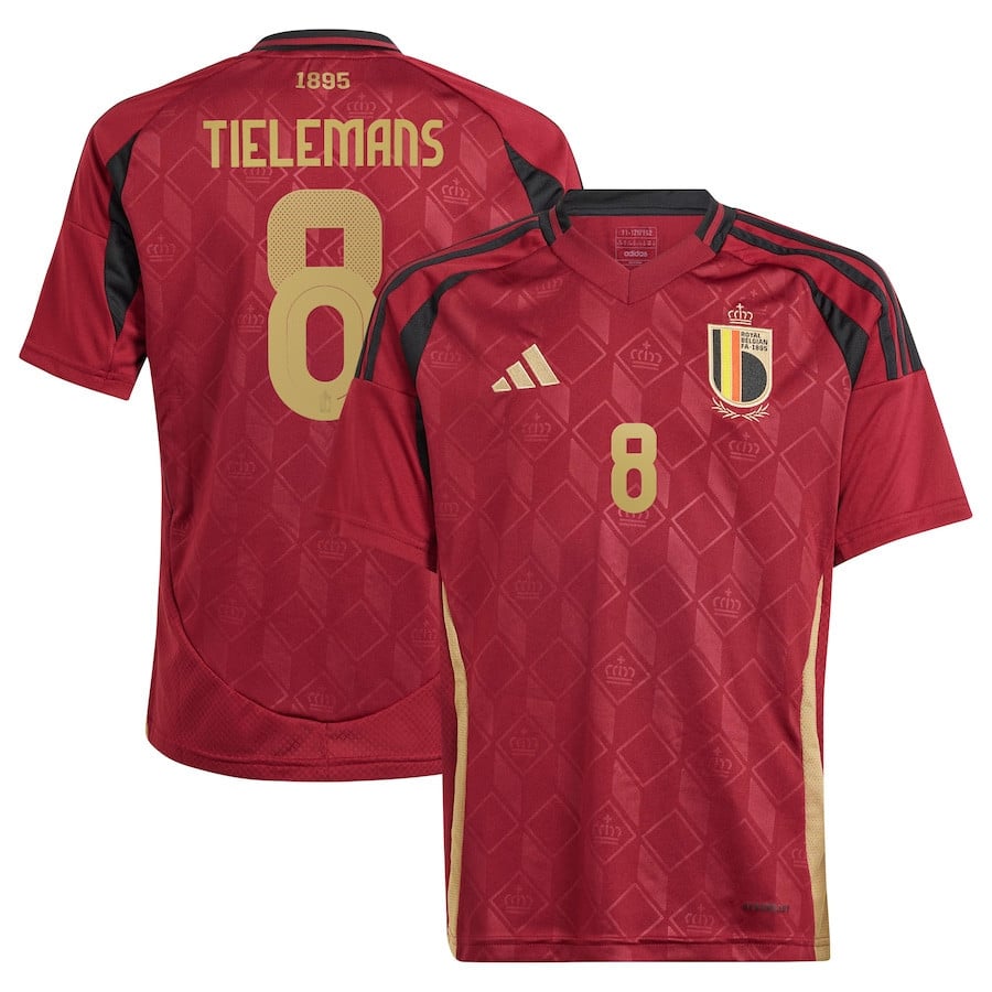 Youri Tielemans 8 Belgium National Team 2024 Home YOUTH Jersey - Burgundy
