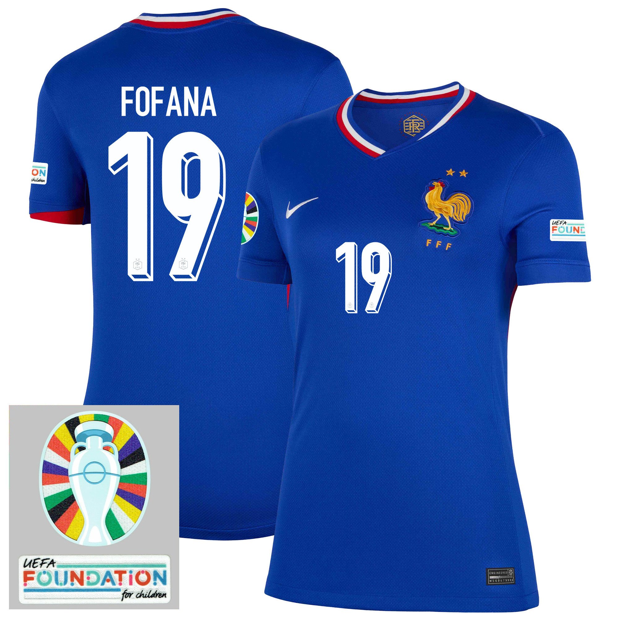 Youssouf Fofana 19 France National Team 2024/25 Women's Home Jersey - Euro UEFA Patch - Blue