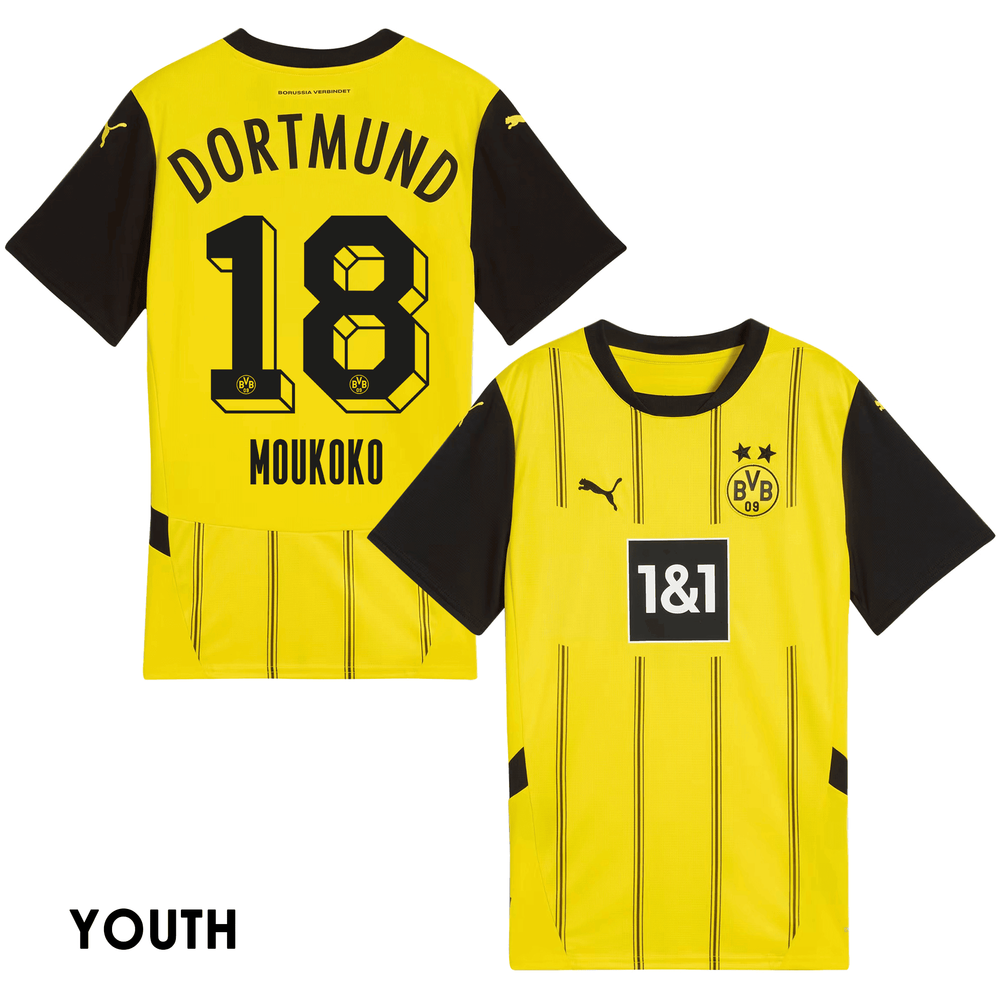 Youssoufa Moukoko 18 Borussia Dortmund 2024/25 YOUTH Home Jersey - Yellow