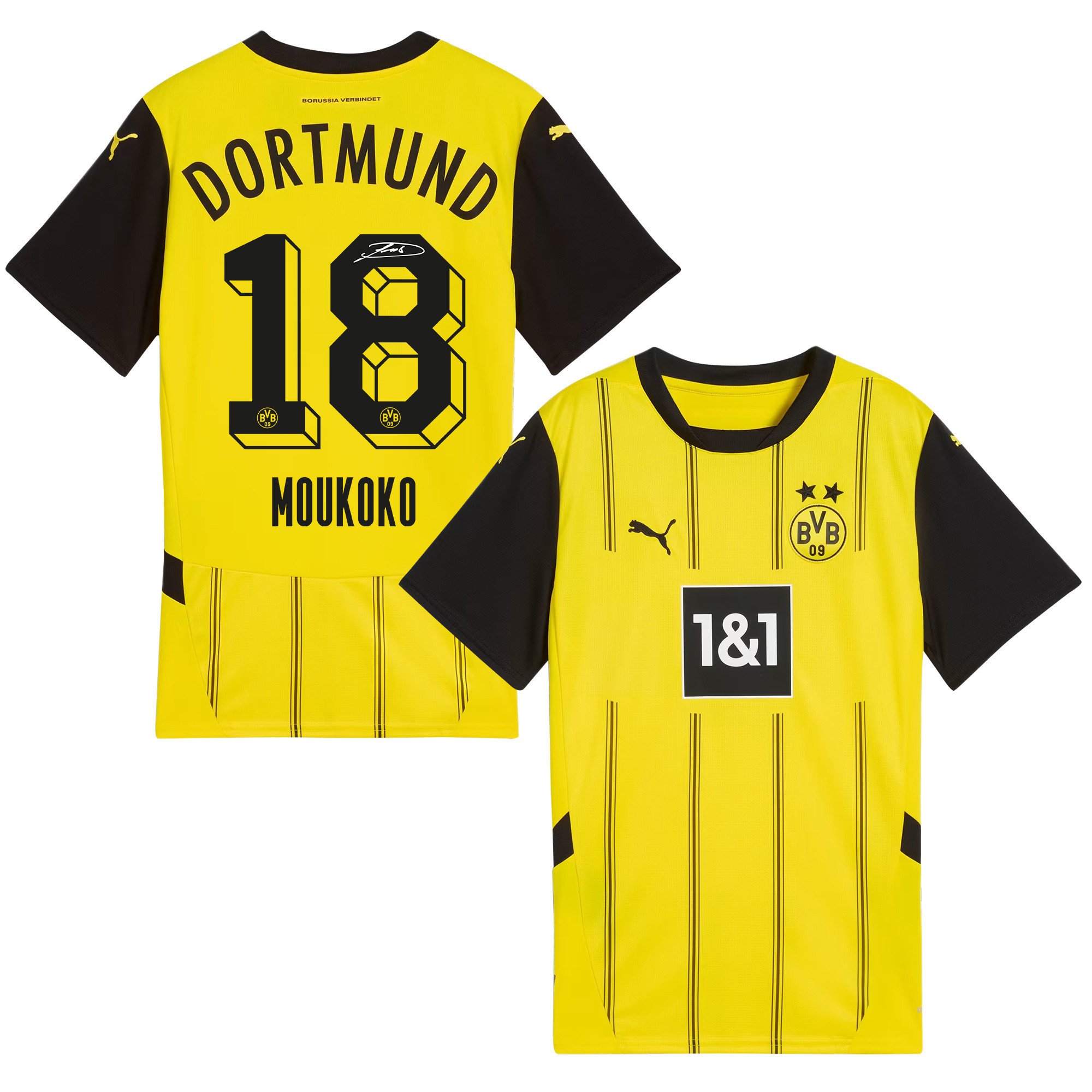 Youssoufa Moukoko 18 Signed Borussia Dortmund 2024/25 Home Jersey Autographed - Men, Yellow