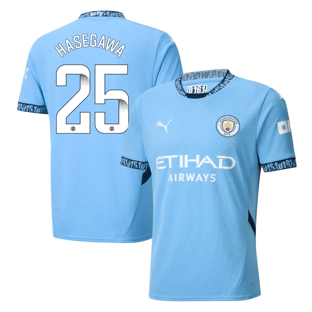 Yui Hasegawa 25 Manchester City 2024/25 Women's Team Home Men Jersey - Light Blue
