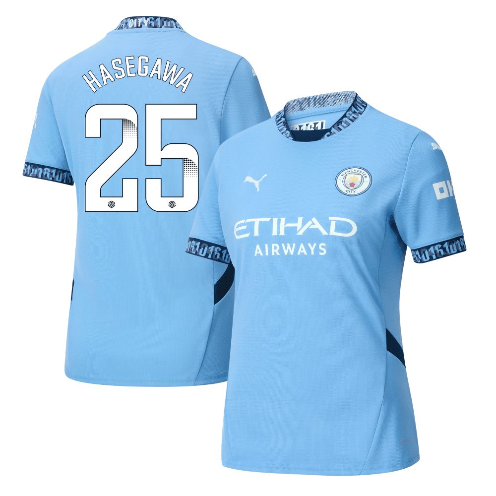 Yui Hasegawa 25 Manchester City 2024/25 Women's Team Home Women Jersey - Light Blue