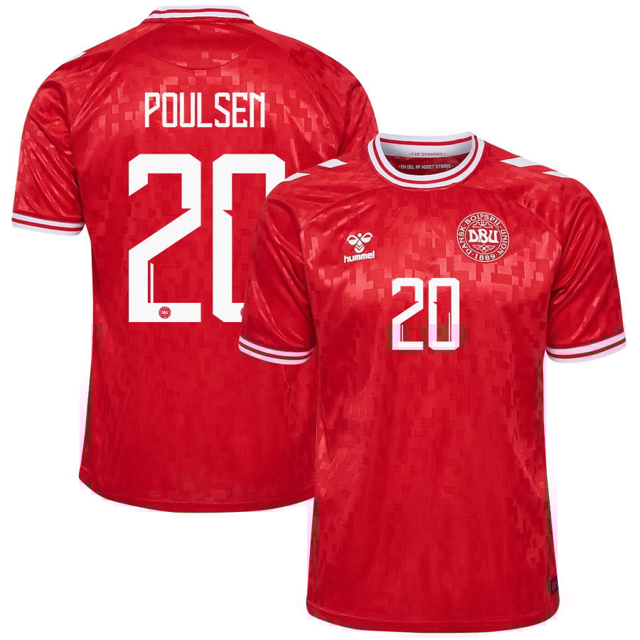 Yussuf Poulsen 20 Denmark National Team 2024/25 Home Men Jersey - Red