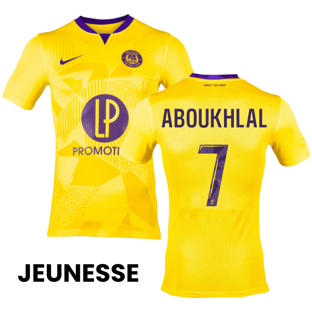 Zakaria Aboukhlal 7 Toulouse FC 2024/25 Away YOUTH Jersey - Yellow