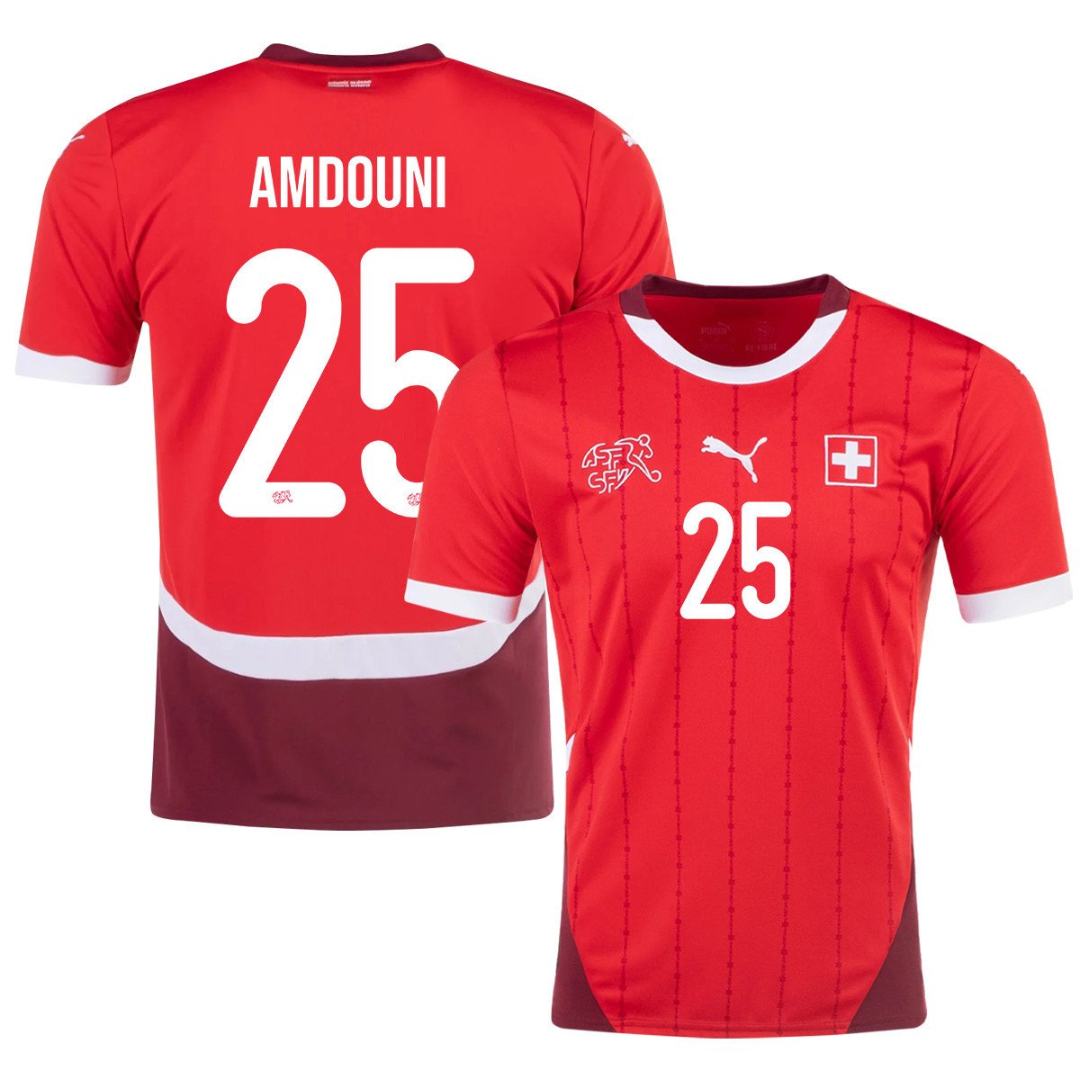 Zeki Amdouni 25 Switzerland National Team 2024/25 Home Men Jersey - Red