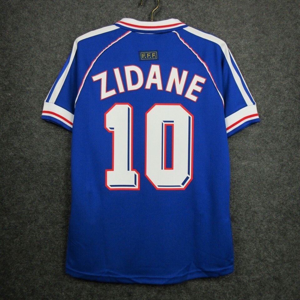 Zidane 10 France 1998 Home Retro Jersey - Men Blue