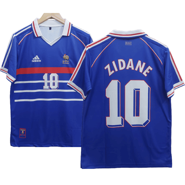 Zinedine Zidane France 1998 World Cup Home Men Jersey - Blue